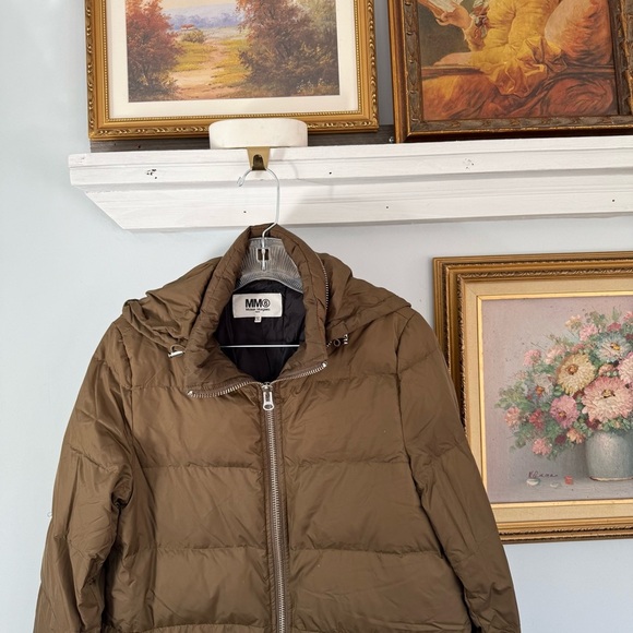 Maison Margiela MM6 Olive Down Hooded Puffer Coat Jacket size 40 - Picture 5 of 9